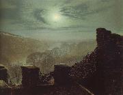 Atkinson Grimshaw Full Moon Behind Cirrus Cloud From the Roundhay Park Castle Battlements oil painting picture wholesale